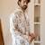 Ethnic cream color swiss linen fabric designer printed casual short kurta for men's