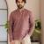 Ethnic maroon color swiss linen fabric designer printed casual short kurta for men's