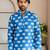 Ethnic blue color swiss linen fabric designer printed casual short kurta for men's