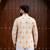 Ethnic cream color swiss linen fabric designer printed casual short kurta for men's