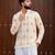 Ethnic cream color swiss linen fabric designer printed casual short kurta for men's