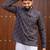 Ethnic black color swiss linen fabric designer printed casual short kurta for men's