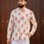 Ethnic cream color swiss linen fabric designer printed casual short kurta for men's