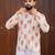 Ethnic cream color swiss linen fabric designer printed casual short kurta for men's