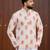 Ethnic cream color swiss linen fabric designer printed casual short kurta for men's