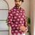 Ethnic pink color swiss linen fabric designer printed casual short kurta for men's