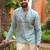 Ethnic green color swiss linen fabric designer printed casual short kurta for men's