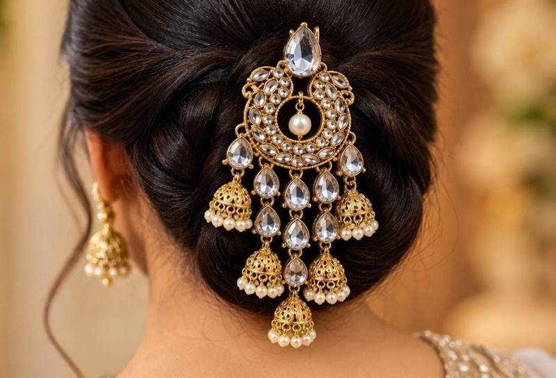 Kundan ambada juda pin bun cage & hair brooch