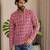 Pink color smart and ethnic swiss linen fabric fetive printed short kurta for men's trendy looks