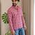 Pink color smart and ethnic swiss linen fabric fetive printed short kurta for men's trendy looks