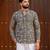 Black color smart and ethnic swiss linen fabric fetive printed short kurta for men's trendy looks