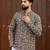 Black color smart and ethnic swiss linen fabric fetive printed short kurta for men's trendy looks