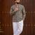 Black color smart and ethnic swiss linen fabric fetive printed short kurta for men's trendy looks