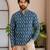Blue color smart and ethnic swiss linen fabric fetive printed short kurta for men's trendy looks