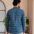 Blue color smart and ethnic swiss linen fabric fetive printed short kurta for men's trendy looks