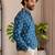 Blue color smart and ethnic swiss linen fabric fetive printed short kurta for men's trendy looks