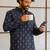 Nevy blue color smart and ethnic swiss linen fabric fetive printed short kurta for men's trendy looks