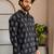 Black color smart and ethnic swiss linen fabric fetive printed short kurta for men's trendy looks