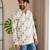 Off white color smart and ethnic swiss linen fabric fetive printed short kurta for men's trendy looks