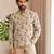 Grey color smart and ethnic swiss linen fabric fetive printed short kurta for men's trendy looks
