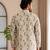 Grey color smart and ethnic swiss linen fabric fetive printed short kurta for men's trendy looks
