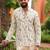 Off white color smart and ethnic swiss linen fabric fetive printed short kurta for men's trendy looks