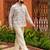 Off white color smart and ethnic swiss linen fabric fetive printed short kurta for men's trendy looks