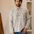 Off white color smart and ethnic swiss linen fabric fetive printed short kurta for men's trendy looks