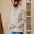 Off white color smart and ethnic swiss linen fabric fetive printed short kurta for men's trendy looks