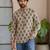 Grey color smart and ethnic swiss linen fabric fetive printed short kurta for men's trendy looks