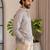 Off white color smart and ethnic swiss linen fabric fetive printed short kurta for men's trendy looks
