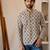 Beige color smart and ethnic swiss linen fabric fetive printed short kurta for men's trendy looks