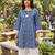 Blue  pure cotton printed kurti for women