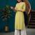 Yellow  pure cotton printed kurti for women