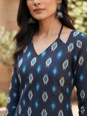 Blue  pure cotton printed kurti for women 2