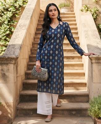 Blue  pure cotton printed kurti for women 3