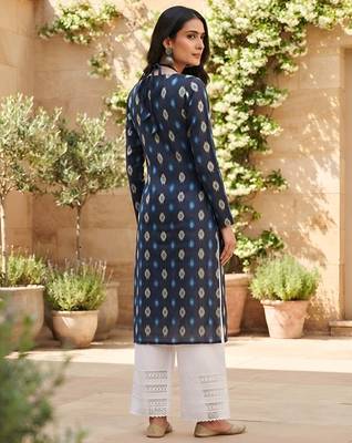 Blue  pure cotton printed kurti for women 5