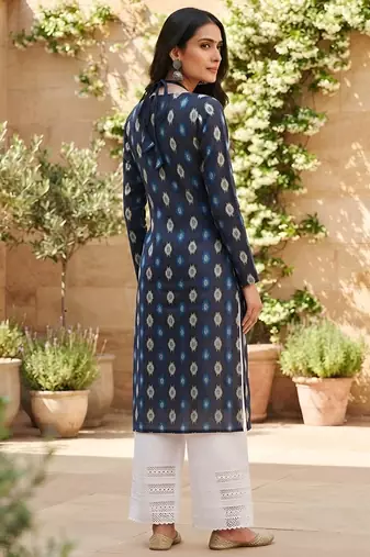 Blue  pure cotton printed kurti for women