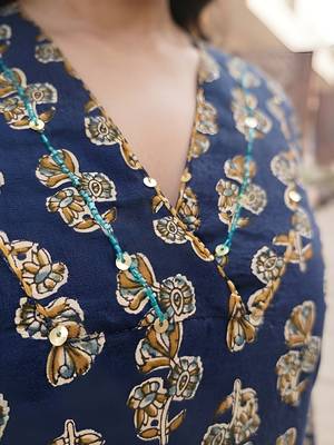 Blue  pure cotton printed kurti for women 2