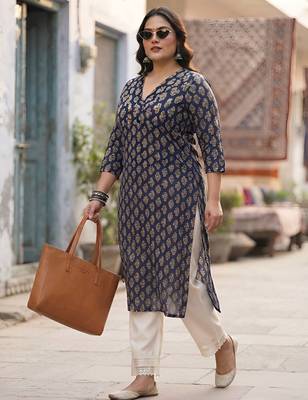 Blue  pure cotton printed kurti for women 3