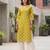 Yellow  pure cotton printed kurti for women
