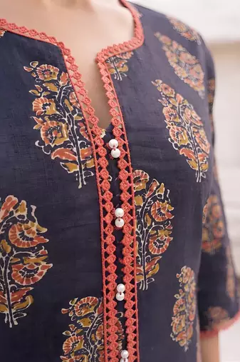 Blue  pure cotton printed kurti for women