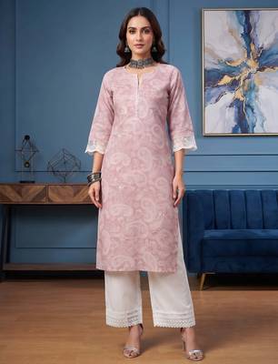 Mauve  pure cotton printed kurti for women 1