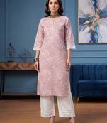 Mauve  pure cotton printed kurti for women
