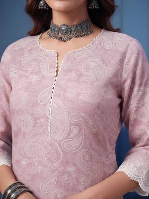 Mauve  pure cotton printed kurti for women 2