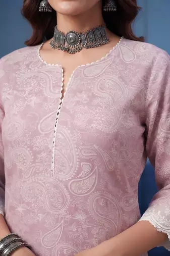 Mauve  pure cotton printed kurti for women