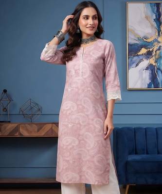 Mauve  pure cotton printed kurti for women 5