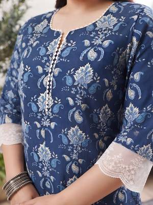 Blue  pure cotton printed kurti for women 2