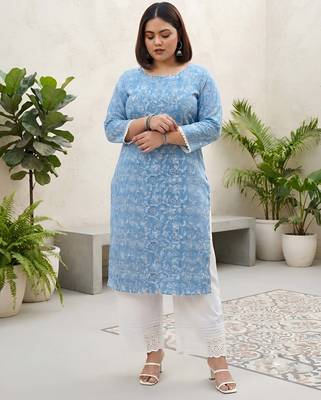 Blue  pure cotton printed kurti for women 3