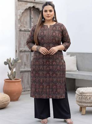 Black  pure cotton printed kurti for women 1
